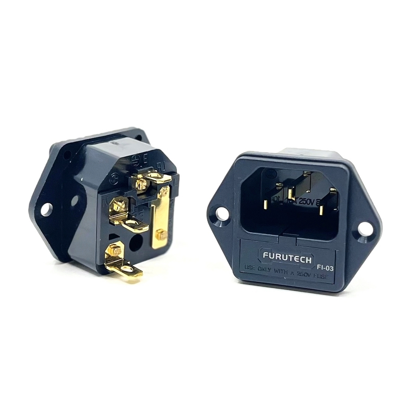 FI-03(G) 24K Gold Plated IEC Fuse Holder Inlet