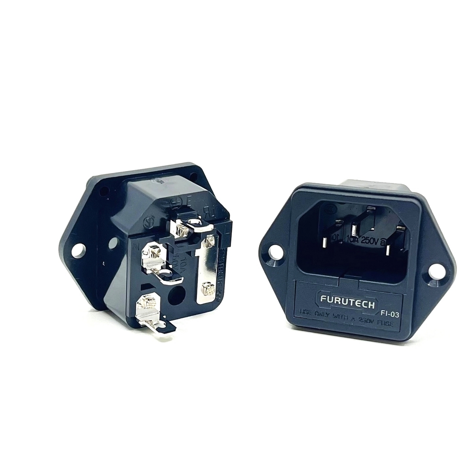FI-03(R) Rhodium Plated IEC Fuse Holder Inlet