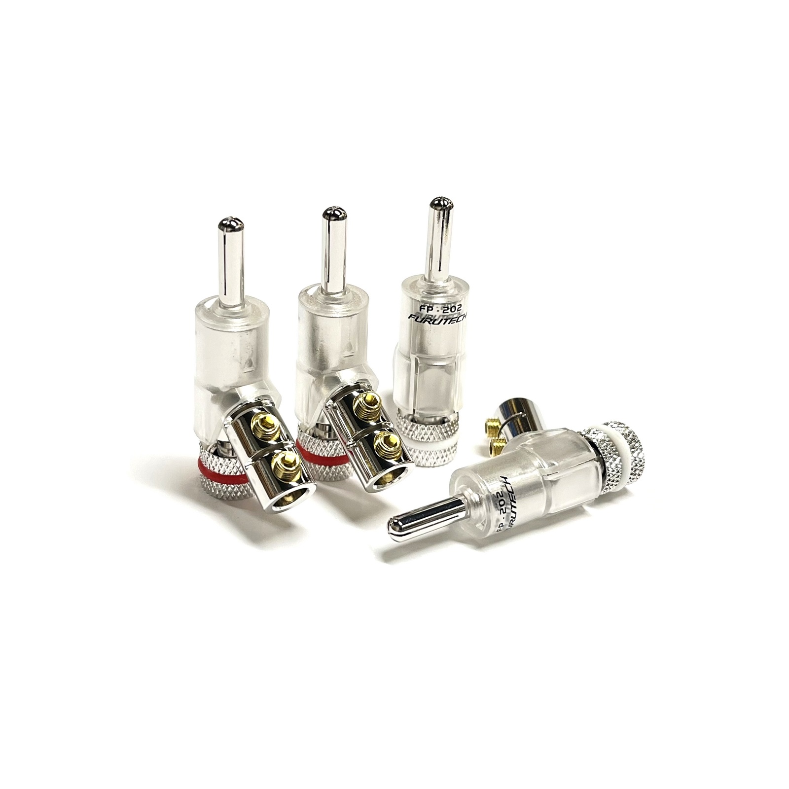 FP-202(R)S4 High Performance Rhodium Plated Locking Banana Connector (Set of 4)